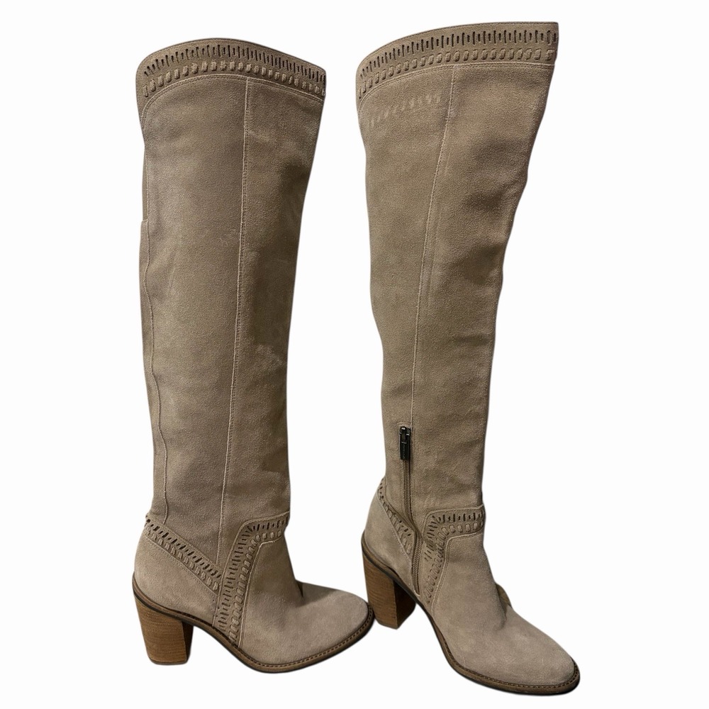 Vince Camuto Madolee Over The Knee Taupe Suede Leather Boots Women's Size 7.5‎